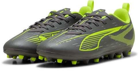 PUMA - Ultra 5 Play MG JR, Zapatillas de fútbol Unisexo, Matte Aged Silver-Yellow Alert-PUMA Aged Silver,