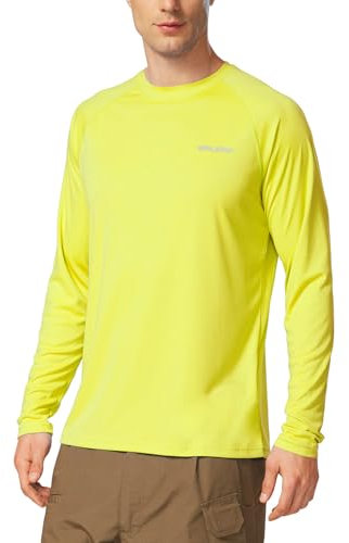 baleaf Camiseta de Manga Larga para Hombre, protección UV, protección Solar UPF 50+ Amarillo Claro M