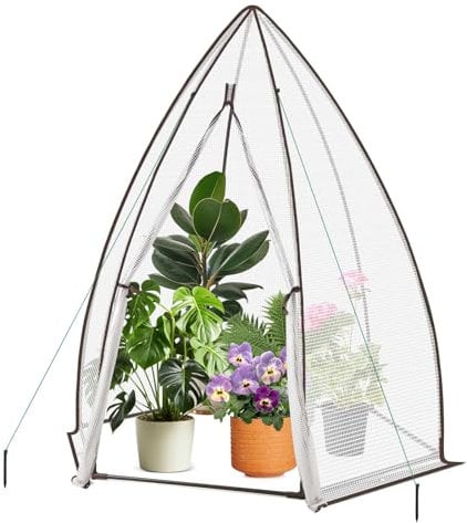 Sekey Invernadero Hexagonal para Tomates 160 x 160 x 180 cm, Invernadero de lámina para árbol en Miniatura, Invernadero de Tomate Estable para Invierno, para jardín, balcón, Interior, Blanco (M)