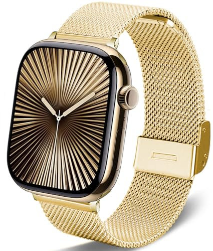 DEALELE Correa compatible con Apple Watch de 49 mm, 46 mm, 42 mm, 45 mm, 41 mm, 44 mm, 40 mm, 38 mm, correas de repuesto de malla metálica de acero inoxidable para iWatch Series