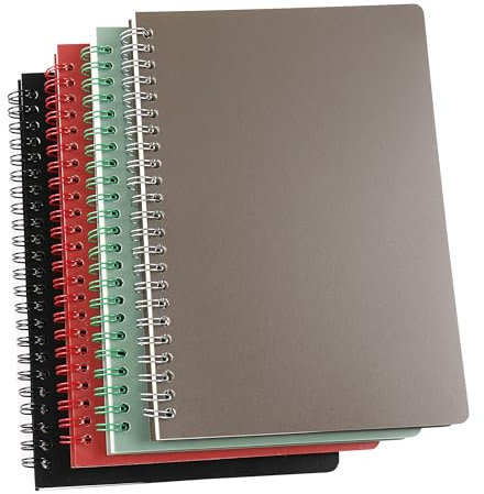CISMARK 4 Pack Lined Spiral Journal Notizbuch für Frauen und Männer, 8.3 x 5.9,80 Blätter/160 Seiten College Ruled Notizbuch, A5 Kunststoff Hardcover Notizbuch für Büro, Schule, Zuhause