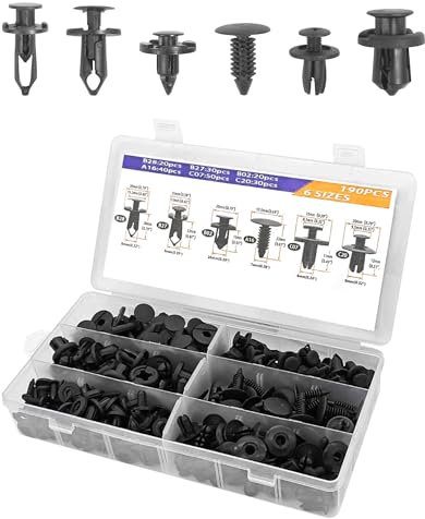 Flaconi 190PCS Rivetti in Plastica per Auto,Clips Auto,Clip di Fissaggio per Auto,Rivetti Plastica,Clip Fissaggio Auto,Rivetti in Plastica per Portiere,Paraurti,Decorazione Auto Kit di Smistamento