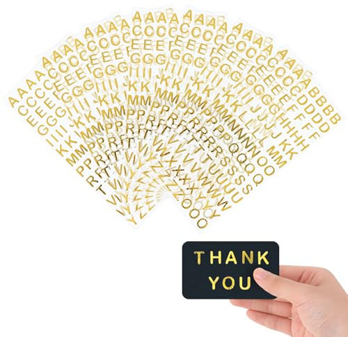 7 Blätter Buchstaben Aufkleber Gold Selbstklebender Glitter Alphabet Stickers Dekorative für DIY Scrapbooking Grußkarte (Gold)