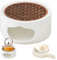 HIULLEN Stövchen für Teekanne, Teewärmer Keramik Weiß mit Teelichthalter und Herdmatte, Teekannenwärmer Teestövchen, Kaffeewärmer für die Wärmeerhaltung von Tee und Kaffee