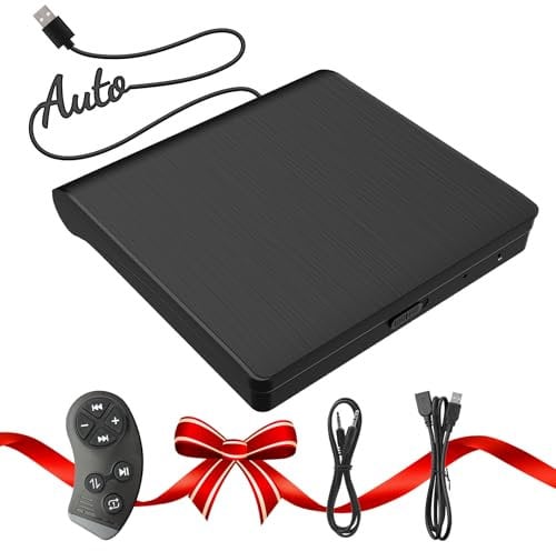 CD Player für Auto mit USB Anschluss - Lehwey CD Laufwerk für Auto mit 1M Verlängerungskabel, Externes CD Laufwerk für Laptop, PC, Fernseher, kompatibel mit Android Autoradio, Externer CD Spieler Auto