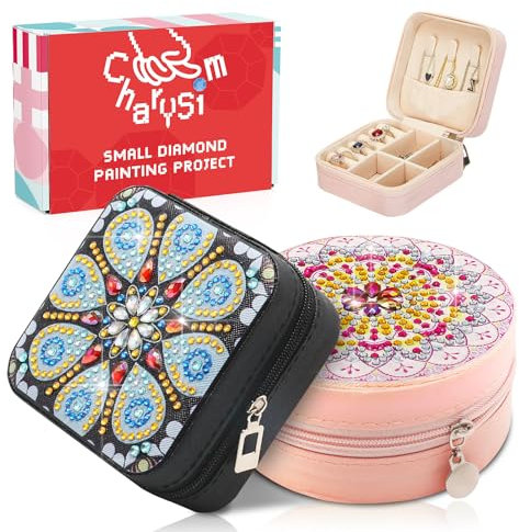 CharySim Diamond Painting Schmuckkästchen Basteln Mädchen 7 8 9 10 11 12 13 Jahre Geburtstagsgeschenke Mädchen 6-14 Jahre Teenager Bastelset Kinder Geschenkideen Diamond Painting Erwachsene DIY Set