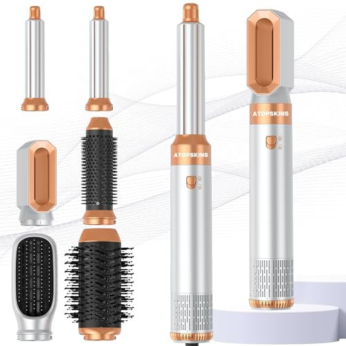 Atopskins air styler 6 in 1 Hair Styler mit 1000W Rundbürste, Warmluftbürste, Föhnbürste, Haartrockner, Lockenwickler, Glättbürste, Hairstyler Airstyler für Alle Haartypen, Trocknen, Glätten, Locken