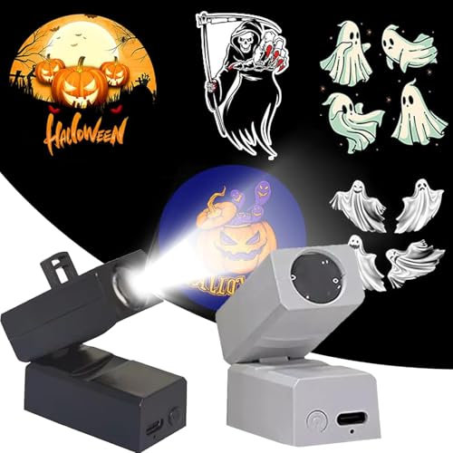 Halloween Projector, Halloween Window Projector, Mini Halloween Projection Lamp, Rechargeable Halloween Projector Lights With 5 Projection Film, Halloween Projector Lights Indoor, Energy Class A++