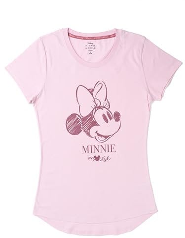 Disney Minnie Mouse T-Shirt für Damen Oberteil Frauen Shirt Top Rosa (DE/NL/SE/PL, Alphanumerisch, M, Regular, Regular, Rosa)