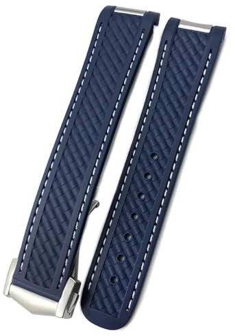 RWCCCRW 20-mm-Uhrenarmband für Omega Aqua Terra AT150 Ultra Light 8900 Premium-Uhrenarmband aus Silikonkautschuk mit Faltschließe