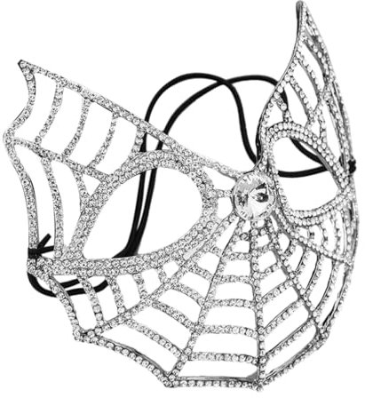 FRCOLOR Funkelnde Strass-Maske Für Frauen Spinnennetz-Halbgesichtsmaske Kristall-Maskerade-Maske Für Halloween-Hochzeiten Und Partys