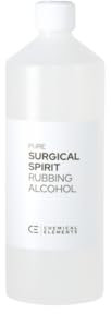 Chemical Elements Pure Surgical Spirit Rubbing Alcohol 1L - Multipurpose Cleaning Alcohol, Effective Sanitiser and Disinfectant, Suitable for Hygiene, Medical, and Household Use