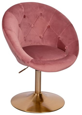 Loungesessel Samt Rosa/Gold Design Drehstuhl | Clubsessel Polsterstuhl mit Rückenlehne | Drehsessel Cocktailsessel Lounge | Sessel mit Stoffbezug