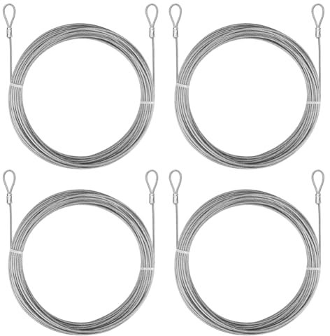 HEYOMART 26 Feet (6.5ft x 4) PVC Coated Stainless Steel Metal Wire Cable Ropes Hardware Kits for Square and Rectangle Sun Shade Sail Canopy Commercial Standard Heavy Duty