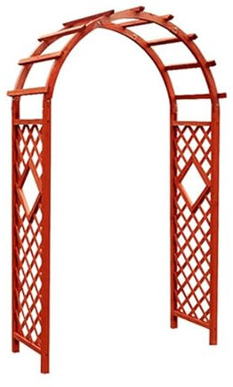 Élégante pergola en bois – Treillis de jardin d'extérieur pour plantes grimpantes résistant aux intempéries, parfait pour les allées et les entrées de jardin (rouge, 120 cm)