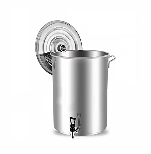 Stainless Steel 304 Food Grade Marmite Large Capacity 20L Soup Pot with Tap Thickened Vertical Stockpot with Lid Ideal for Cooking and Catering (25cm x 40cm)