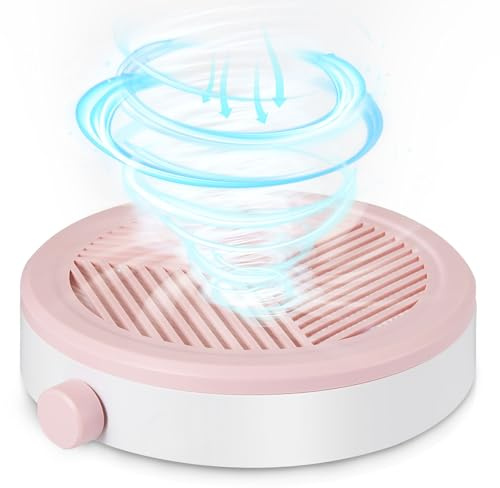 Nail Dust Collector, Small Dust Collector Nail Salon Powerful Nail Dust Extractor,Compact Manicure Vacuum Fan Dust Collector with Reusable Filter, Acrylic Dip Powder Nails Removal (White-Pink)