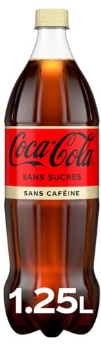 COCA-COLA – Soda Cola Sans Caféine et Sans Sucres, Saveur Rafraîchissante Intense (Bouteille 1,25L) - Le lot de 4