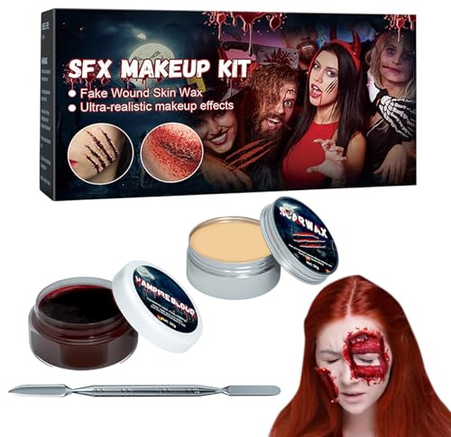 dzqad Spezial Effekt Make Up Set | Halloween Narbenwachs Künstliche Schorf Blut Wundschminke,Körperbemalung Waschbar Für Zombie Cosplay Männer Frauen Fotoshooting Geburtstag