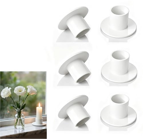 6er Set Weiß Kerzenhalter für Stabkerzen 22MM Kerzenständer Metall Tischdeko,Retro Candlelight Dinner Dekoration,Geschenk für Weihnachten,Adventskranz,Hochzeit