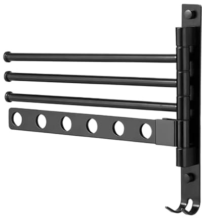 Porte-Serviettes Salle de Bain | Porte-Serviette Pivotant 4 Bras à Barre Multi-Fonction,Organisateur Aluminium Économiseur d'Espace Pivotant pour Salle de Bain Cuisine Chambre Hôtel Balcon
