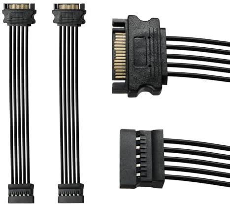 AYHYHLJZJ 2PCS Cable SATA de Alimentación, Multipuerto Cable Sata Macho Hembra de 15 Pines, Extensión para HDD, SSD y Unidades Ópticas, Longitud 20 cm