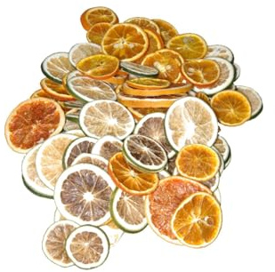 Potpurri Zitrus gelb-grün-orange-rot Deko Potpourri Früchte-Mischung Weihnachtsdeko getrocknet 1 Beutel mit 250g - 22840-7254