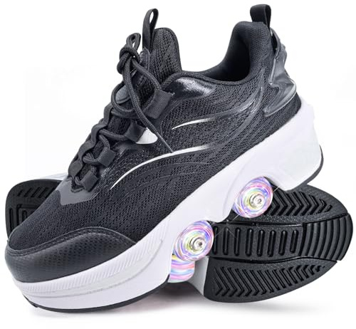 Rollschuhe,Schuhe mit Rollen für Mädchen,Turnschuhe mit Rollen Jungen,Roller Shoes zum Einklappen,LED Roller Skates for Kids,Schuhe Roller Frauen (K, 41)