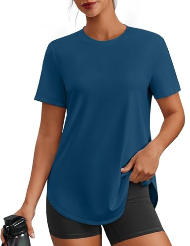 PINSPARK Sportshirt Damen Kurzarm UPF 50 Sonnenschutz Schnelltrocknend | Ultraleicht, Schnelltrocknend Atmungsaktiv mit ISCC PLUS, mit Seitenschlitzen, Yoga Fitness Laufen Pilates Wandern