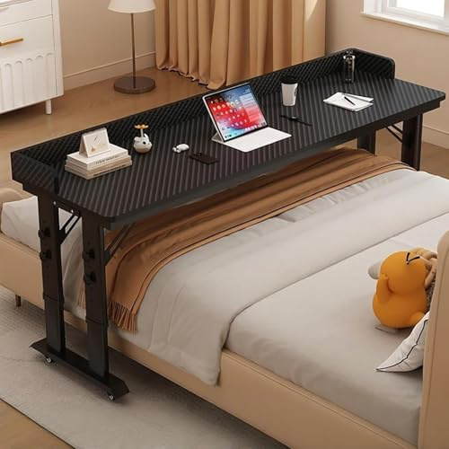 GUAWJRZDP Höhenverstellbarer Betttisch mit Rollen, Fahrbarer Überbetttisch, Laptop-Tisch Für Das Bett mit Ablage, Mobiler Betttisch Für Das Home-Office(Nero,200cm/78.7'')