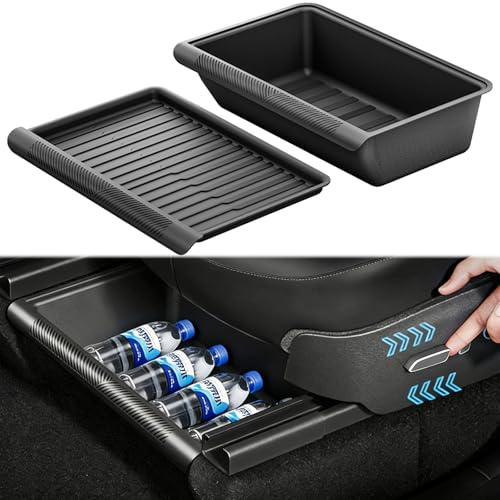 For Tesla Model 3/Y 2021-2026 Centre Console Organiser Tray, Armrest Hidden Storage for Front & Rear Seats, Smooth Sliding Design with Silicone Lining(2025–2026 Model Y front seats not applicable), C