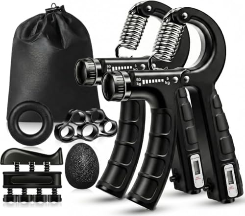 Vexloria Hand Grip Strengthener Workout Kit, with Hand Extension Exerciser, Finger Exerciser,Grip Strengtheners, Grip Ring & Stress Relief Grip Ball