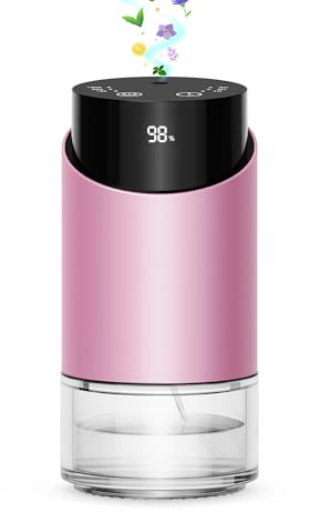 Diffuseur Huile Essentielle Voiture, Diffuseur huiles essentielles pour la Maison Grand Espace, Voiture, Bureau, Accueil, 4 minuteurs et 3 Niveaux de Brouillard, Capacité 100ml (Rose)