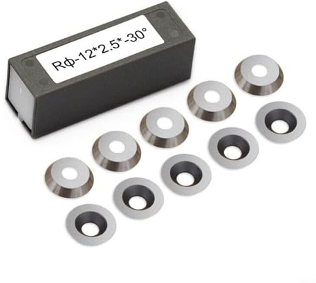 Micpointik Carbid Drehplatten, rund, 12 mm Durchmesser, 2.5 mm Stärke, 30° Schneidwinkel, für Holzdrehmaschinen – 10 Stück