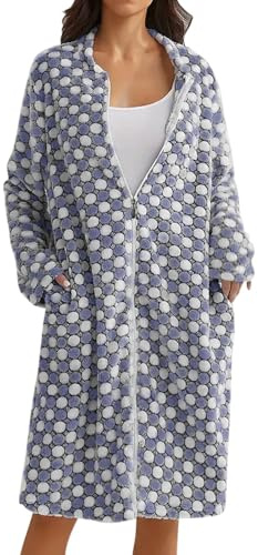 Vestaglia Donna Invernale Pile Vestaglia Corta Accappatoio Morbida Leggero Vestaglia da Camera con Cerniera