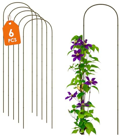 Bambus Pflanzenstütze 6er Set 75 x 20 cm Natur | Holz Rankbogen, Kletterhilfe für Rankpflanzen, U-Form Bambusbogen, Für Garten Pflanzen