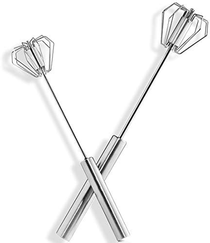2 fouets rotatifs, mélangeur à main, mélangeur rotatif en acier inoxydable, ustensiles de cuisine semi-automatiques (12 pouces + 10 pouces)