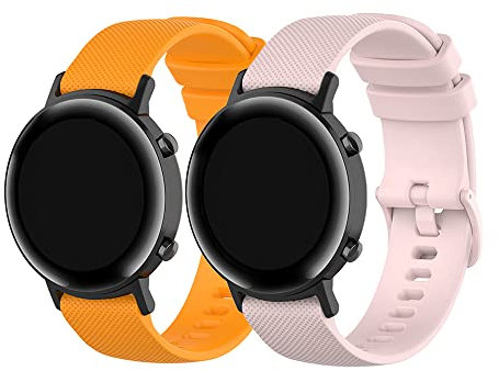 Bracelet de Montre en Silicone Compatible pour Huawei Watch GT/GT2 42mm 46mm/GT3 42mm 46mm (GT2 42mm/GT3 42mm, Rose/Orange)