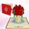 LIN17522, POP UP Karte - Strauss Rosen - 3D Blumen-Strauß Geburtstags-Karte - Hochzeit - Valentine - Jahrestag - Geschenk - Gruß-Karte mit Blumen-Motiv - Klapp-Karte - Rosen Rot, N275