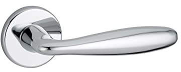 THIRARD Poignée sur Rosace Luxor Chrome Brillant pour Portes Intérieures - Béquilles Alliage - Vis de Fixation Invisibles - Carré Acier 7MM - Ressort de Rappel