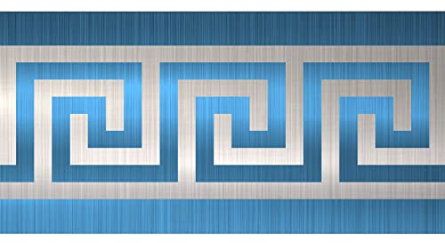 Funlife 3 Rolle Selbstklebende Bordüre, Tapetenbordüre Selbstklebend Wandtatoo in griechischem Stil, Wandbordüre Klebefolie für Bad Spiegel Küche Fliesen, wasserdichte Raumdekoration, 10x200cm, Blau