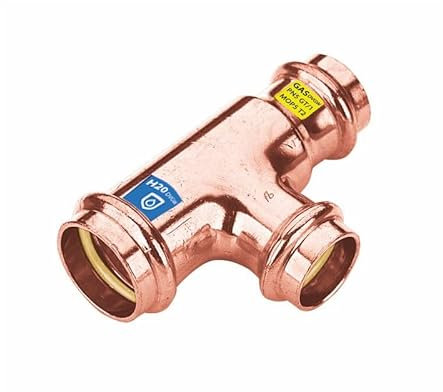 Sanpro Pressfitting T-Stück Abgänge reduziert, Größe V 22 - Abgang V 15 - V 18 (Kupfer Gas Wasser Trinkwasser Heizung Sanitär Fittings Fitting Kupferleitung)
