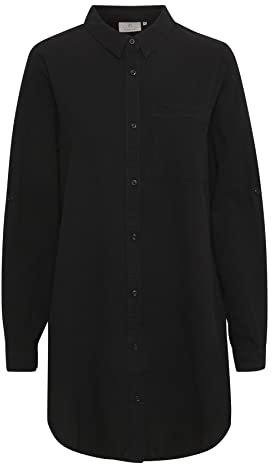 KAFFE Langarm - Hemd KAnaya Damen Hemd Langarm Kragen Lang Casual Hemdbluse 46, Black Deep