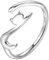 Qings Damen Katze Verstellbare Ringe Offen Katzenring Sterling Silber 925 Süß Tier Finger Ring Schmuck Geschenk für MäDchen Teenager