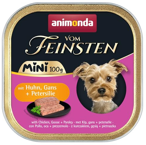 animonda Vom Feinsten Adult Mini – Délicieuse Nourriture Humide pour Chiens – Convient pour Les Petites Races – avec Poulet, oie et Persil – 32 x 100 g