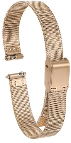 sourcing map Stainless Steel Mesh Watch Band 12mm Quick Release Adjustable Metal Watch Strap for Men Women, Rose Gold