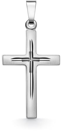 EDELIND Kreuz-Anhänger 333 Echtgold für Herren Damen, Goldanhänger 8 Karat Weißgold, Kettenanhänger mit Schmuck Geschenk Box