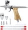 Bucasso Airbrush Kit, Air Brush Spray Gun with 0.3mm/0.5mm/0.8mm Needles/Nozzle Sets, 3cc/7cc/11cc Replaceable Fluid Cup for Painting Model Nails Cake Tattoo Makeup (Burlywood02)