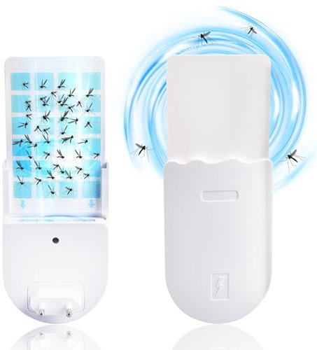 GAESHOW Plug-in Mosquito Killer, Mata Mosquitos Eléctrico Plug con 5 Placas Trampa Adhesivas, Voladores para Uso en Interiores para Moscas de la Fruta, Mosquitos, Gnats, Polillas