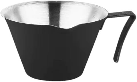 Vaso medidor para espresso, taza medidora de espresso, vaso de salsa de acero inoxidable, vaso dosificador de espresso, jarra de chupito con asa y apertura en forma de V para leche, crema, jarabe